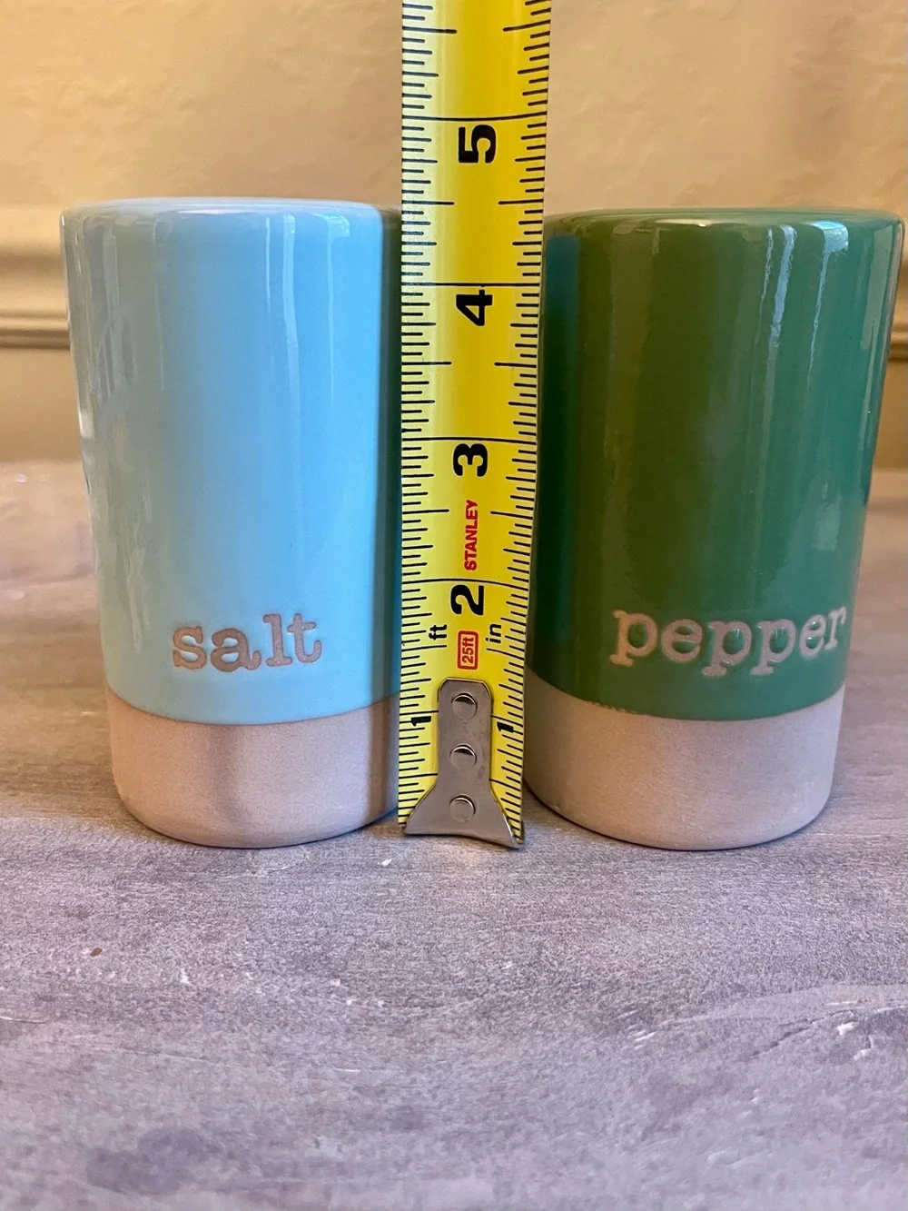 Salt and Pepper Ceramic Shakers - Aqua & Green